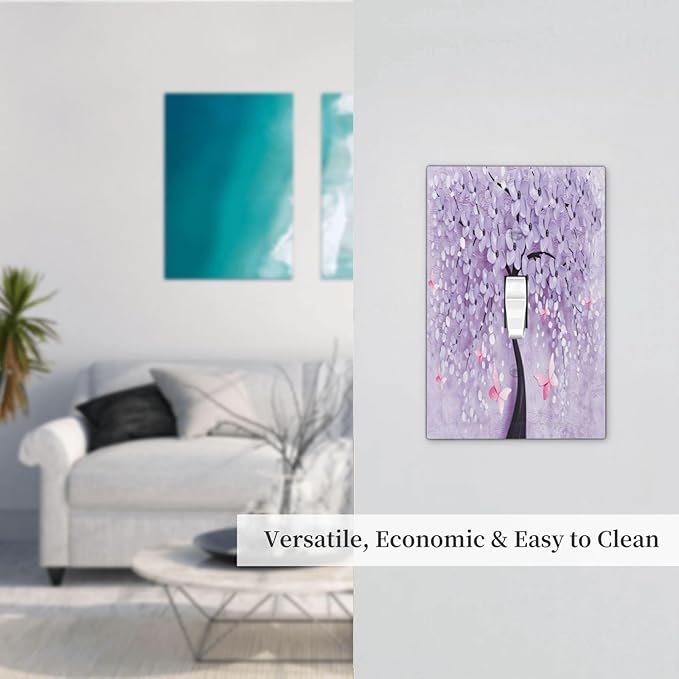 Light Switch Cover 3D Purple Tree 1 Gang Wall Plate Cover Single Toggle Outlet Covers Decorative Switchplate Electrical Faceplate for Bathroom Bedroom Decor
