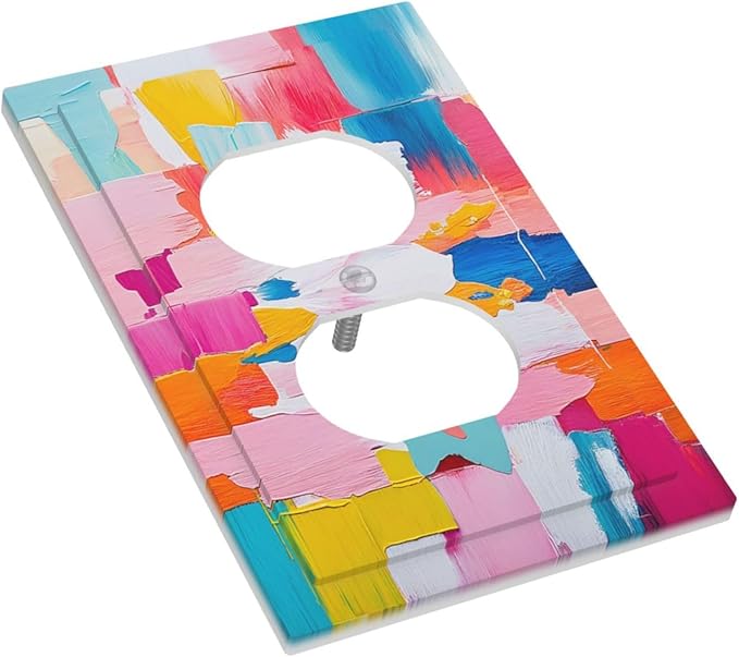 Outlet Covers Multicoloured Modern Watercolor Oil Painting 1 Gang Duplex Wall Plate Decorative Switch Plates Electrical Receptacle Faceplate Light Switch Cover for living Room Bedroom Decor