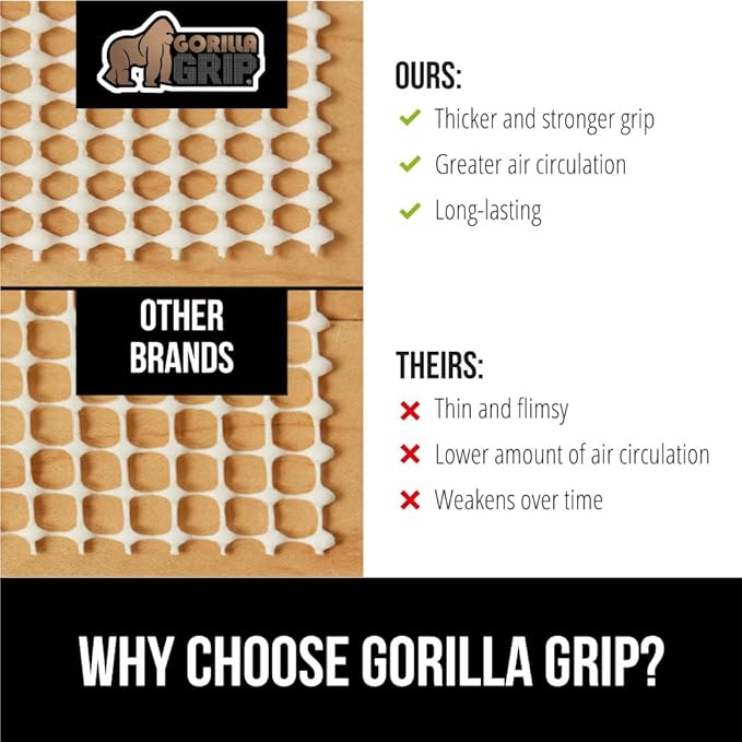 GORILLA GRIP Strong Rug Pad Gripper, 6x9 FT, US Designed, Grips Help Keep Area Rugs Safe and in Place, Slip and Skid Resistant Pads for Hard Floors, Under Carpet Mat Cushion and Hardwood Protection