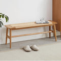 Wood Bench,100% Solid Oak Dining Bench with Woven Design, Sturdy Mortise Bench for Bench,Entryway,Dining,White/Beige Color, 43.31 x 11.81 x 15.98 inch