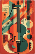 Light Switch Cover Plate Violin Abstract Jazz Colorful Painting 1 Gang No Device Blank Electrical Wall Plates Faceplate Decorative Switch Plate for living Room Office Decor