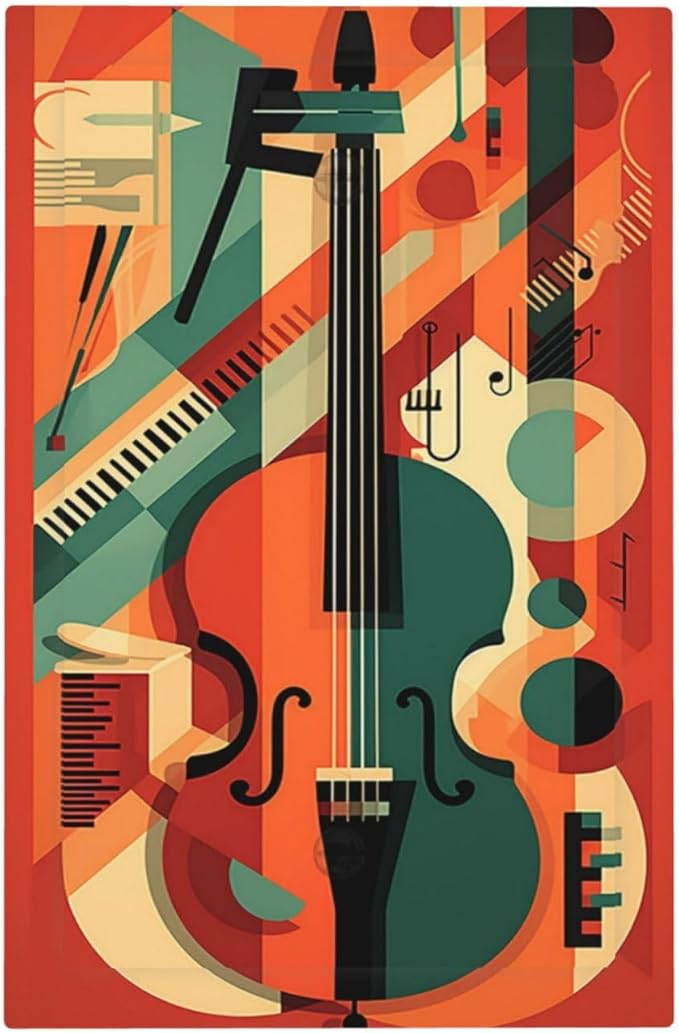 Light Switch Cover Plate Violin Abstract Jazz Colorful Painting 1 Gang No Device Blank Electrical Wall Plates Faceplate Decorative Switch Plate for living Room Office Decor