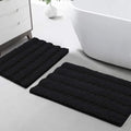 Turquoize Chenille Bathroom Rugs Set - Non-Slip Bath Mats, Extra Soft and Absorbent Shaggy Mats for Floor, Indoor Mat for Kitchen/Entryway (20" x 32" and 17" x 24"), Black