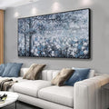 Canvas Wall Art Print Paintings Blue And White Abstract Tree Flower Landscape Home Prints Decor Framed Ready To Hang For Living Room Bedroom And Office Home Kitchen Artwork 20"×40"