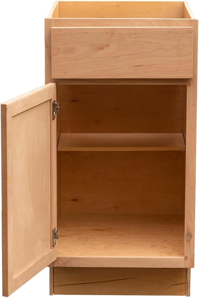 Quicklock RTA (Ready-to-Assemble) | Base Kitchen Cabinets - Shaker Style | Made in America (Raw Cherry, 24" Wx34.5 Hx24 D Base)