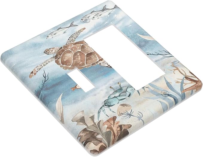 Outlet Covers Sea Turtle Coral Reef Nauticaltheme 1 Toggle 1 Rocker Combination Decorative Wall Plate Electrical Switch Plates Light Switch Cover Plate for Kids room Bathroom Decor