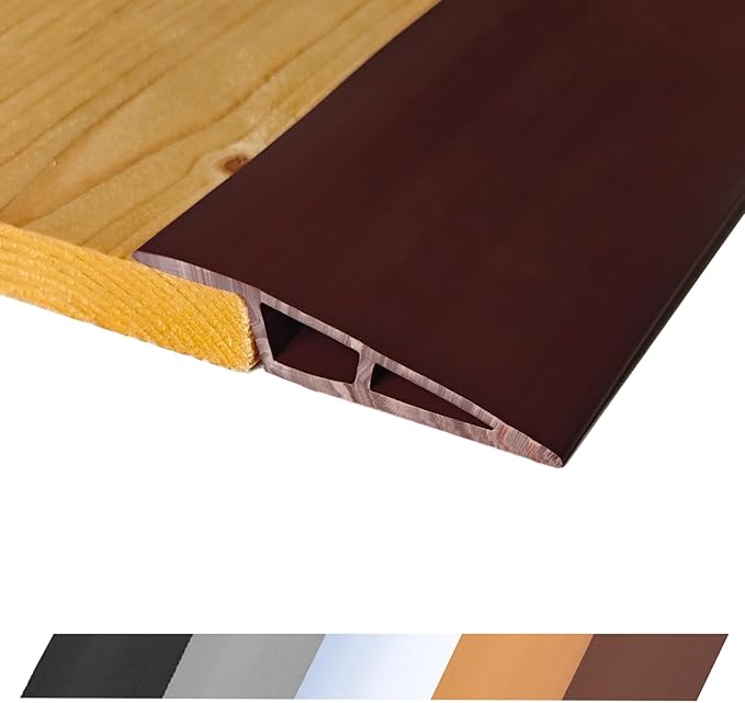 1/2" to 3/5" Height Threshold Ramp - Rubber Threshold, Floor Transition Strip, Wheelchair Ramp, Door Strip, Carpet to Tile Strip (Brunette Brown, 40 inches)
