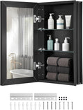 VEVOR Medicine Cabinet, 14 x 24 inches, Medicine Cabinet for Bathroom with Mirror, Aluminum Frame Bathroom Wall Cabinet, 2-Layer Adjustable Shelves, Recessed & Wall-Mounted Installation