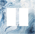 Light Blue Marble Texture Abstract Print Decorative Outlet Covers 2 Gang Double GFCI Rocker Electrical Wall Panels Light Switch Cover Plate for Bathroom Kitchen Home Decor