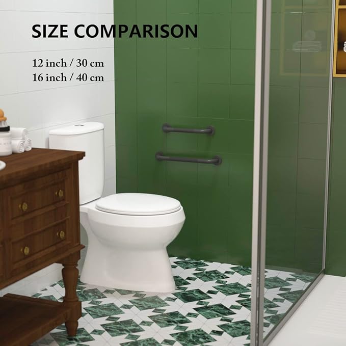 12 Inch Shower Grab Bar Oil Rubbed Black, Munzong Anti Slip Bathroom Grab Bar, Knurled Bathroom Balance Bar, Safety Hand Rail Support Handicap Elderly Injury Senior Assist Bath Handle