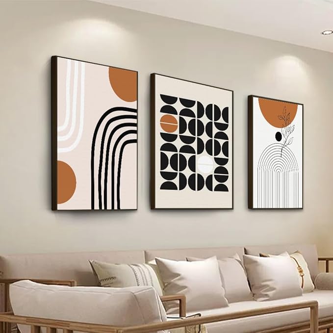 QKF Large Canvas Wall Art With Framed For Living Room Modern Abstract Home Decoration Painting Bohemian wall Decor Bedrooms Offices artwork 3 piece Set 20" X 28"