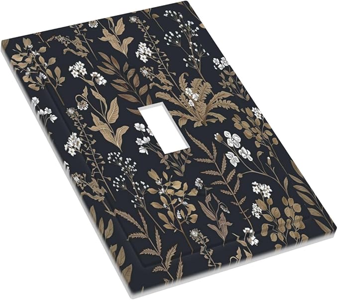Decorative Light Switch Cover Vintage Floral Wildflowers Plant 1 Gang Single Toggle Device Electrical Faceplate Switchplates Decorator Outlet Wall Plate for Bathroom Home Decor