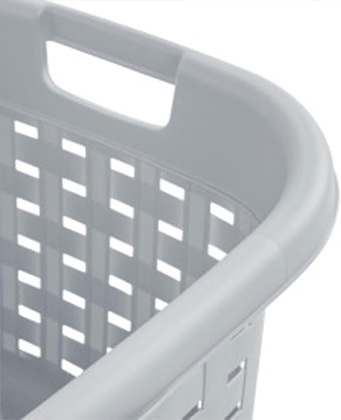 Sterilite 6-Pack Weave Laundry Basket, Rectangle Plastic Clothes Hamper w/ Handles, Gray
