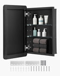 VEVOR Medicine Cabinet, 16 x 24 inch, Medicine Cabinet for Bathroom with Mirror, Aluminum Frame Bathroom Wall Cabinet, 2-Layer Adjustable Shelves, Recessed & Wall-Mounted Installation