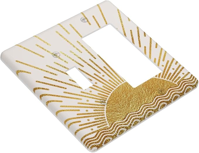Mid Century Boho Golden Sun Sunrise Sunset Outlet Covers 1 Toggle 1 Rocker Combination Decorative Wall Plate Electrical Switch Plates Light Switch Cover Plate for Bed Room Living Room Decor