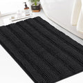 Turquoize Chenille 24"x 36" Extra Soft, Absorbent Shaggy Bath Rugs, Black - Non Slip for Bath or Kitchen