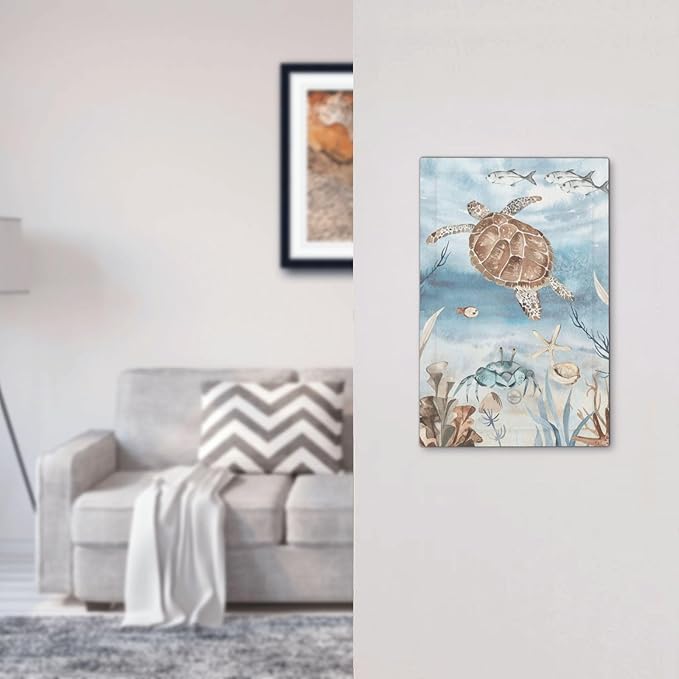 Light Switch Cover Plate Sea Turtle Coral Reef Nauticaltheme 1 Gang No Device Blank Electrical Wall Plates Faceplate Decorative Switch Plate for Kids room Bathroom Decor