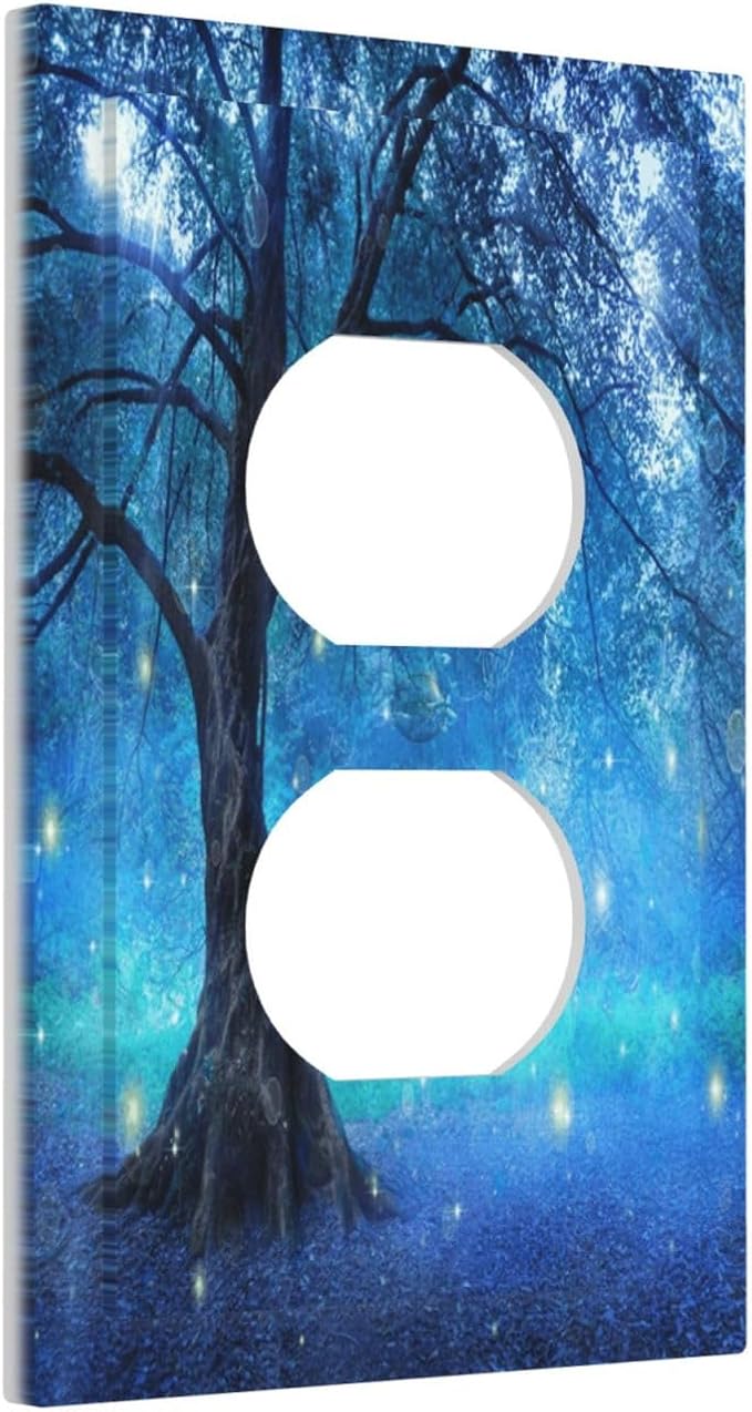 Outlet Covers Fantasy Fairy Tree In Mystic Forest 1 Gang Duplex Light Switch Cover Plate Decorative Wall Plates Electrical Switchplate Receptacle Cover for Bathroom Bedroom Decor