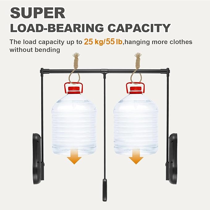 YJINGRUI Pull Down Closet Rod, 120° Pull-down Wardrobe Hanger with Lift Damping System, 55lb Adjustable Clothing Rack for Cloakroom/Bedroom/Balcony (33.4"-45.3")