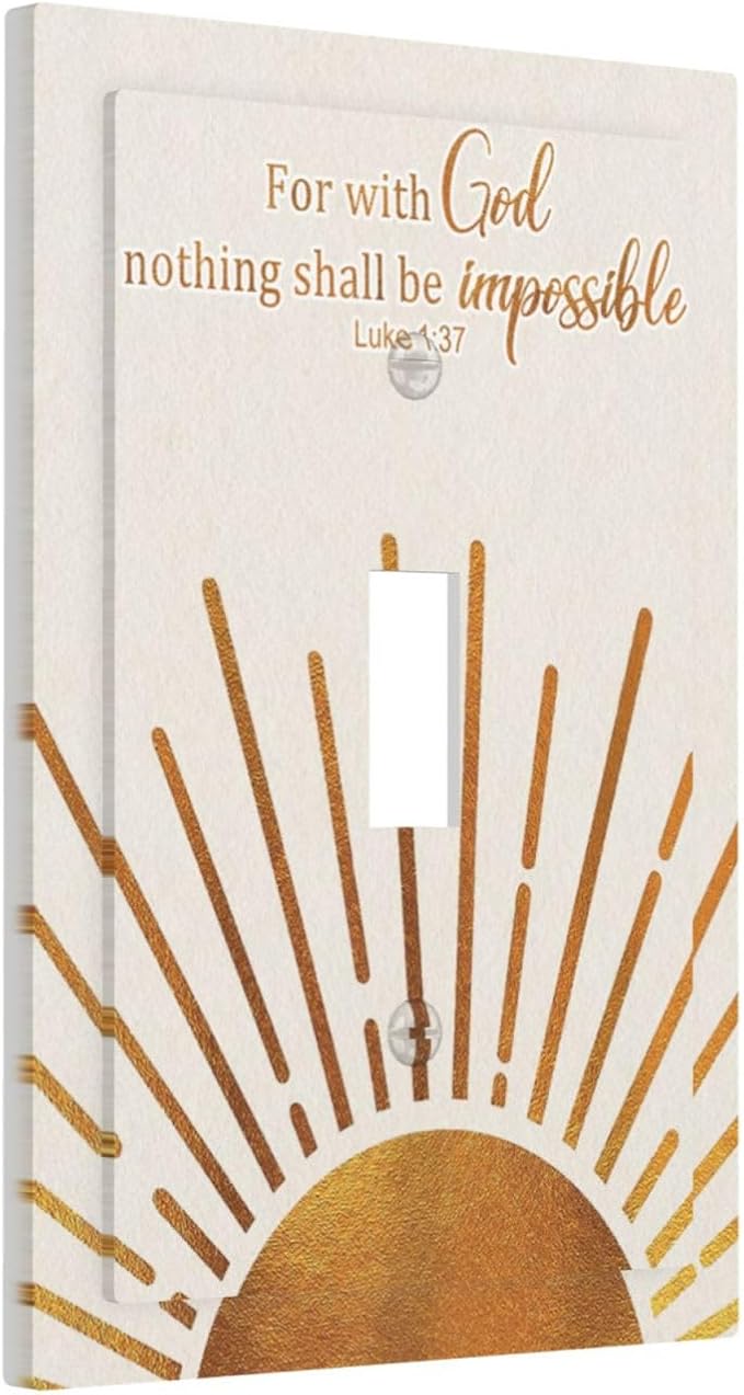 Mid Century Boho Sun Inspirational Quote Single Toggle Light Switch Covers Decorative Abstract Gold Sunrise 1 Gang Wall Plate Electrical Dimmer Switchplate Faceplate for Country Bathroom Decor