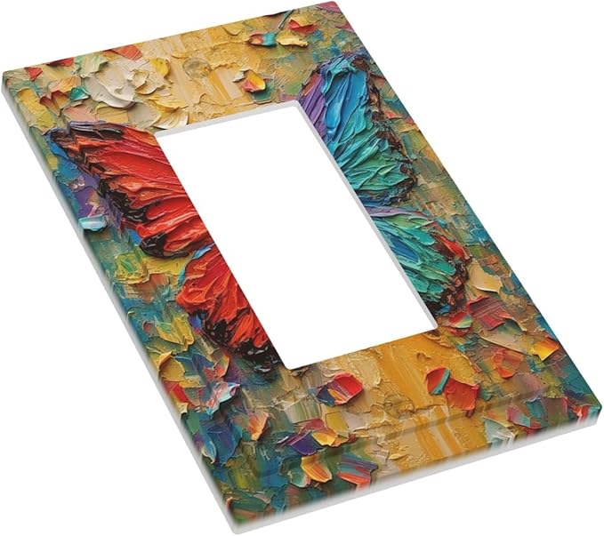 Decorative Outlet Covers Colorful Butterfly Animal Insects Wall Art Abstract 1 Gang Single Rocker Light Switch Cover Plate Wall Plates GFCI Faceplate for Bedroom Home Decor