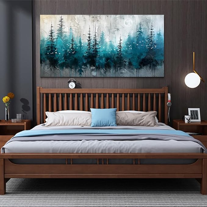 MHARTK66 Framed Canvas Wall Art For Living Room Wall Decor For Office Bedroom Decorations Black And White Abstract Wall Painting Forest Tree Textured Pictures Home Decor Artworks Ready to Hang