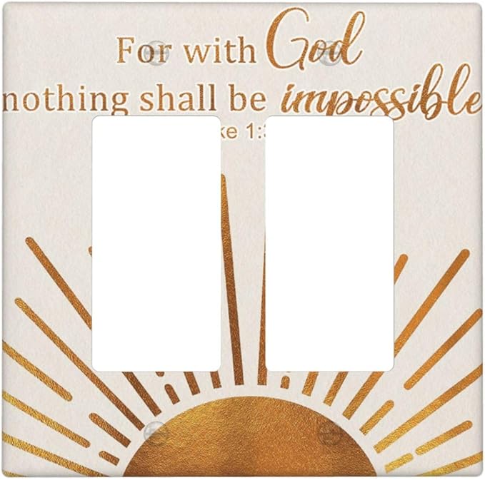Mid Century Boho Sun Inspirational Quote Outlet Covers Double Rocker Light Switch Covers Decorative Abstract Gold Sunrise 2 Gang Gfci Wall Plate Electrical Receptacle Switchplate Bathroom Decor