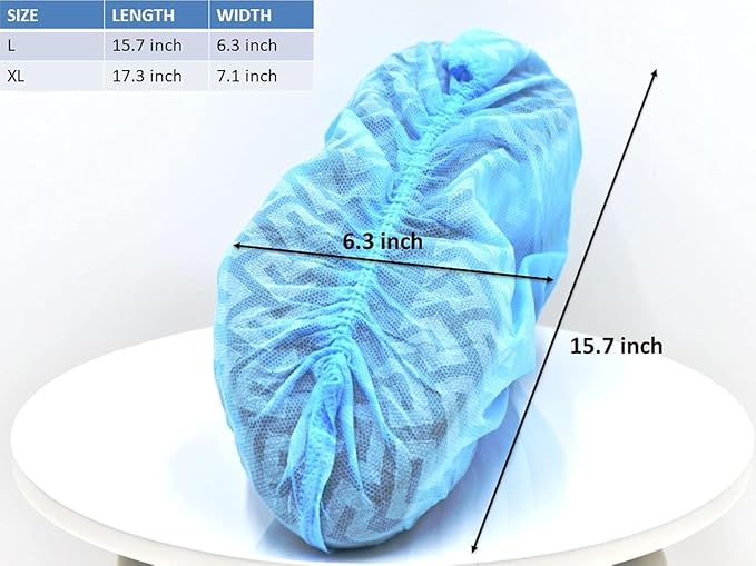 G & F Products Disposable Shoe Covers, Slip-Resistant Booties, Heavy-Duty, Waterproof, Elastic Band, Non-Slip Silicone Sole, Reusable, Protects Floors, Blue, 11 Us Men & 13 Us Women, X-L 200 Pieces