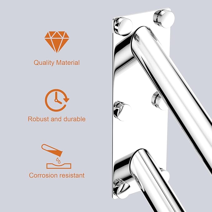 28 Inch Stainless Steel Handrail for 1-5 Steps- 1.25" Tube, ZUEXT Chrome Finished U Shape Safety Grab Bar for Stairs, Wall Mount Handicap Hand Railing for Outdoor Garage Interior Exterior Stairway