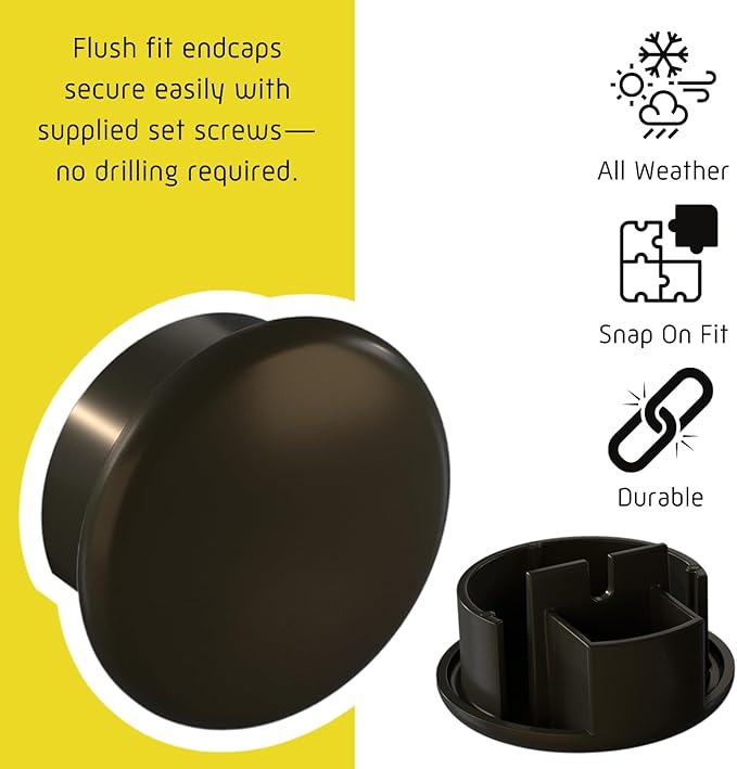 Promenaid 15ft Flush Handrail Kit - Architectural Bronze - Complete Indoor/Outdoor Handrail for Stairs - 1.6" Round Anodized Aluminum Railing - 5 Bronze Painted Wall Brackets & Flush Endcaps