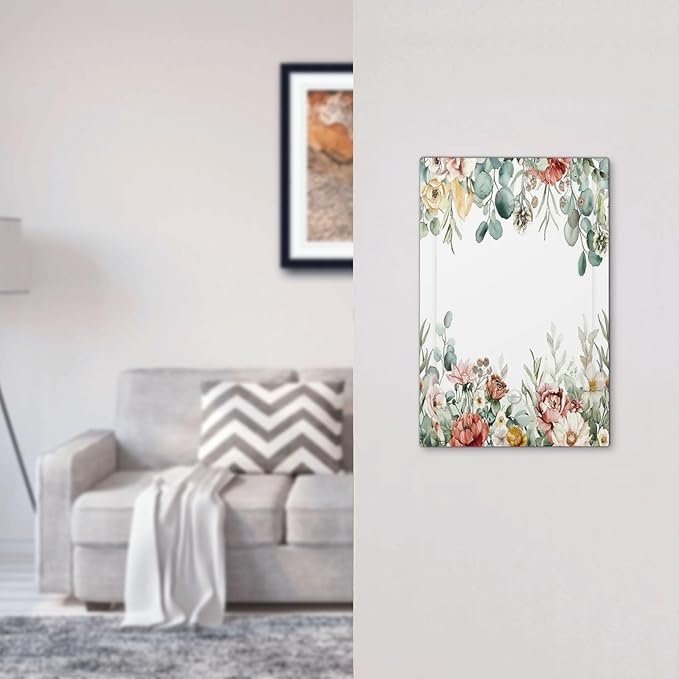 Light Switch Cover Plate Vintage Boho Floral Leaves Rustic Sage Botanical 1 Gang No Device Blank Electrical Wall Plates Faceplate Decorative Switch Plate for Bedroom Home Decor