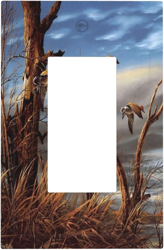 Outlet Covers Hunting Flying Wild Ducks Single Rocker Light Switch Covers Decorative 1 Gang Receptacle Wall Plate Fall Lakeside Reed Wildlife Animal Mallard Gfci Electrical Decora Switchplate