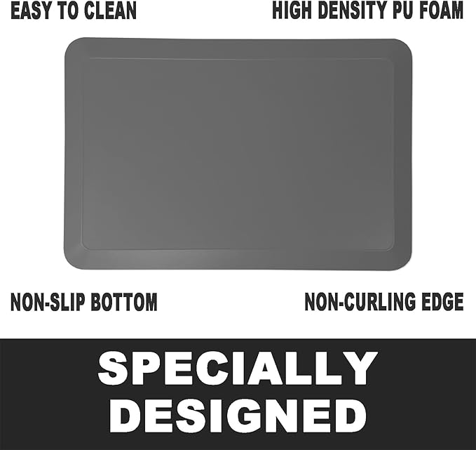 1" Extra Thick Anti Fatigue Floor Mat 40" L x 20" W,Kitchen Mat, Standing Desk Mat,140D Advanced PU Foam Ergonomic Comfort at Home, Office, Garage, Sink (Charcoal)