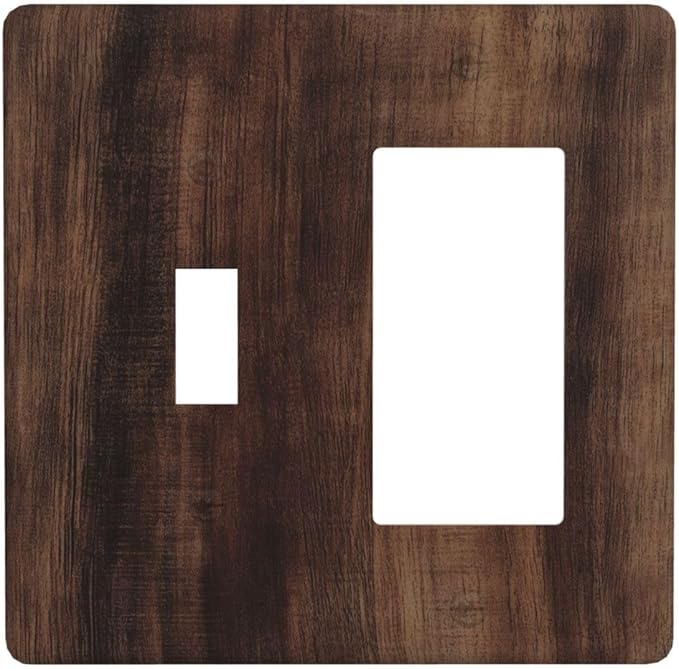 Decorative Outlet Covers Rustic Farmhouse Brown Wood Barn Door 2-Gang Combo Light Switch Cover Plate Single Toggle/Rocker Wall Plate Plug Switch Plate Covers for Bathroom Decor