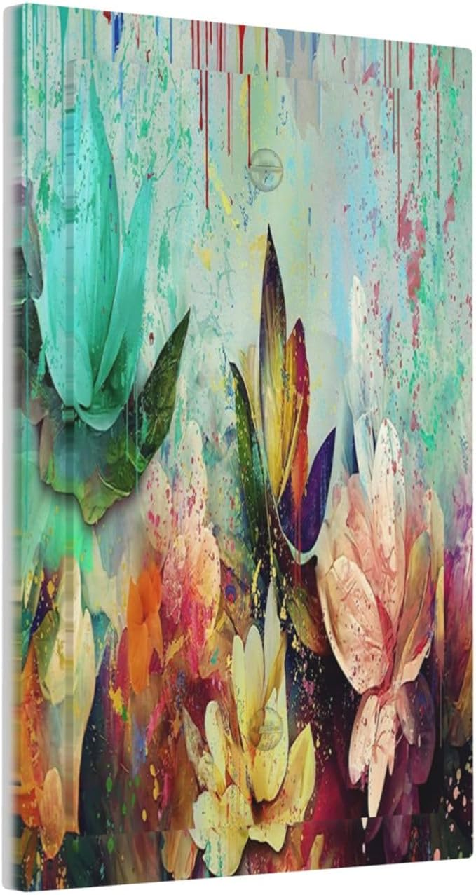 Light Switch Cover Plate Watercolor Flower Colorful Floral Wall Plates 1-Gang No Blank Device Electrical Outlet Covers Switchplate Receptacle Faceplate for Bathroom Bedroom Decor