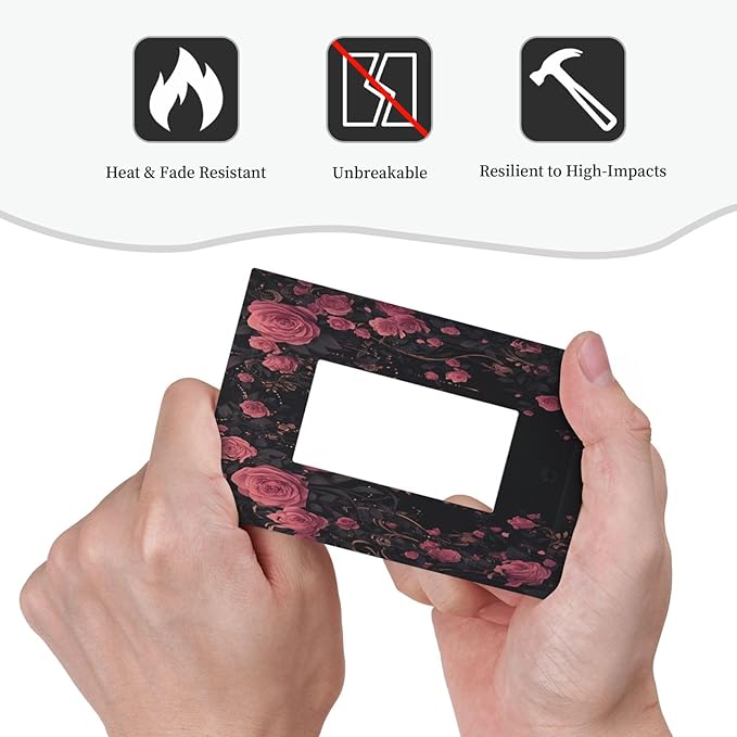 Decorative Outlet Covers Dark Background Red Rose Leaf 1 Gang Single Rocker Light Switch Cover Plate Wall Plates GFCI Faceplate for Bedroom living Room Decor