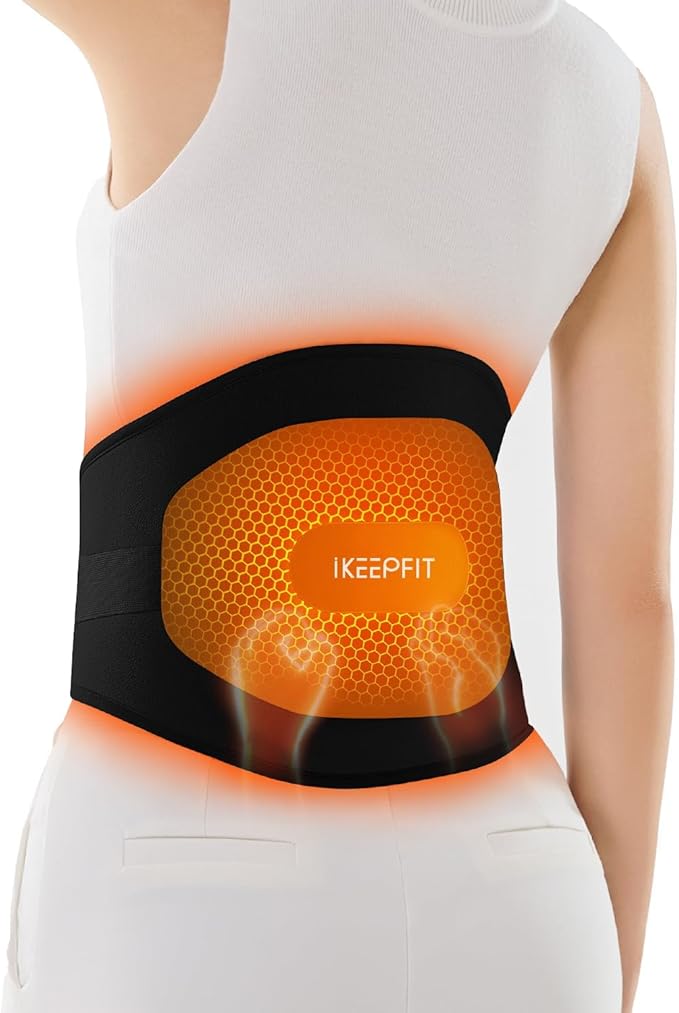 Portable Heating Pad for Back, Cordless Wearable Heat Belt with Massager for Lower Back Pain Relief, Battery Powered 8000 mAh Rechargeable, MAXwarm® 3.0, Gift for Women Men 90-310 lbs