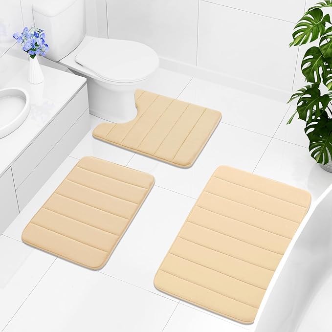 Buganda Memory Foam Bath Mat, 70" x 24", Ultra Soft and Non-Slip Bathroom Rugs, Water Absorbent and Machine Washable Bath Rug Runner for Bathroom, Shower, and Tub, Gold