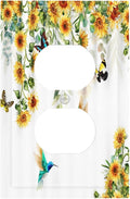 Outlet Covers Yellow Sunflower Blue Hummingbird Butterfly 1 Gang Duplex Light Switch Cover Decorative Wall Plate Rustic Farmhouse Floral Botanical Single Receptacle Electrical Switchplate