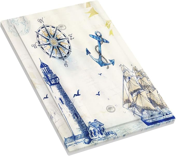 Nautical Sailboat Lighthouse Compass Anchor 1 Gang No Device Light Switch Cover Plate Decorative Single Blank Electrical Wall Plate Rustic Unused Outlets/Switches for Country Bathroom Decor