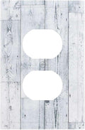 Outlet Covers Vintage Grey White Wood Grain 1 Gang Duplex Wall Plate Decorative Switch Plates Electrical Receptacle Faceplate Light Switch Cover for Farmhouse Bathroom Decor