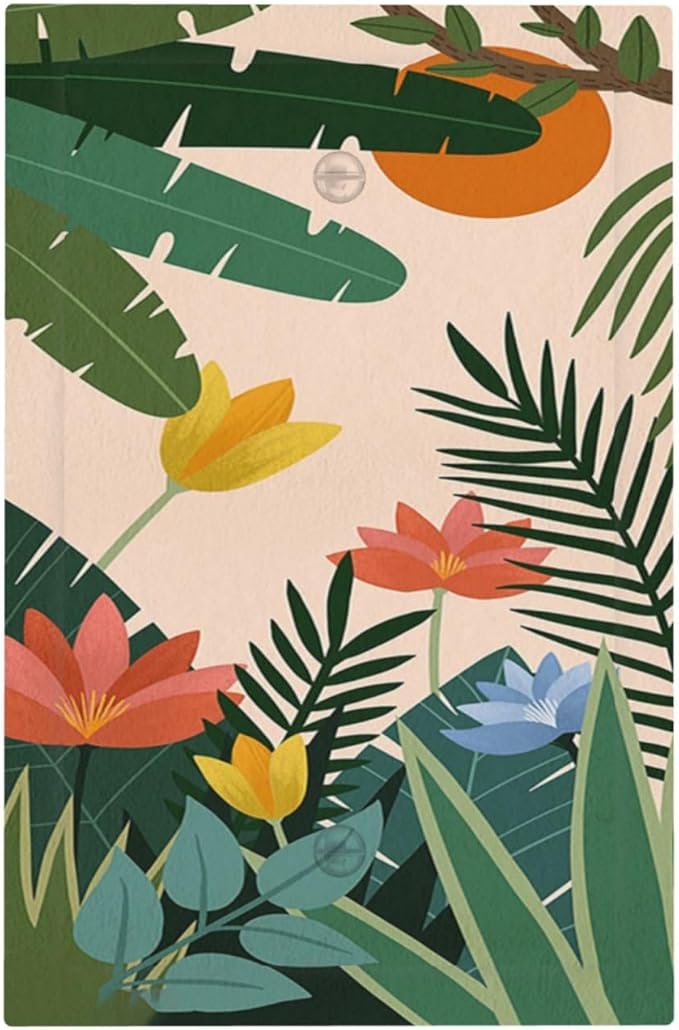 Light Switch Cover Plate Boho Tropical Plant Floral Pattern 1 Gang No Device Blank Electrical Wall Plates Faceplate Decorative Switch Plate for Bedroom Cabin Decor