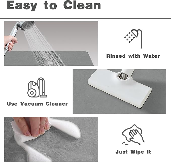 Bathroom Mat Quick Dry, Bathroom Rugs Non Slip Washable Thin Absorbent Bath Mat Fits Under Door Bathroom Floor Mat Perfect for Bath, Shower, or Sink 24"x36" Light Grey