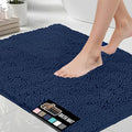 GORILLA GRIP Bath Rug Mat, Thick Soft Absorbent Chenille, Quick Dry Microfiber Mats, Rubber Backing Washable Shower Floor Rugs, US Designed Bathroom Bathmat Home Decor Accessories, 24x17, Navy