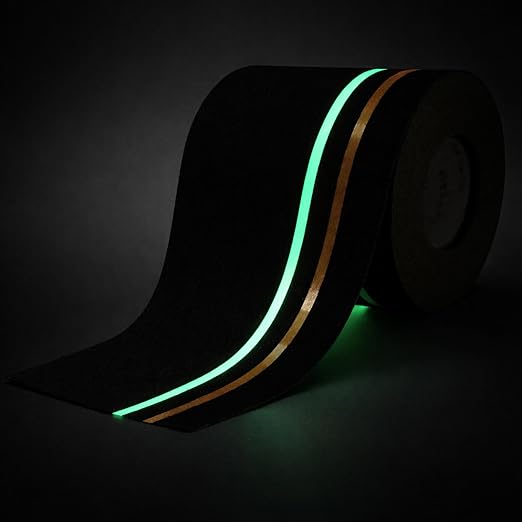 S&X Heavy Duty Anti Slip Tape 6 Inch x 60 Ft, High Traction Non Skid Grip Tape with Reflective & Glow-in-The-Dark Strips, Outdoor Stair Treads Non-Slip for Steps Ramps Boats Decks Long-Lasting