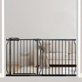 Extra Wide Baby Gate, 57.5-62 Inch - Black Metal, Pressure Mounted Indoor Safety Gate, Walk-Through Dog Gate for Kids & Pets, 30 Inch Tall