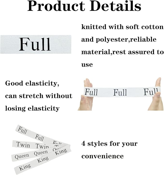 4 Pieces Bed Sheet Organizer Bands, Sheet Organizers and Storage Label Bands, Sheet Label for Bedding, Sheets Organizer for Closet,Sheet Keepers Linen Labels Bedding Bands (4Pcs Full)