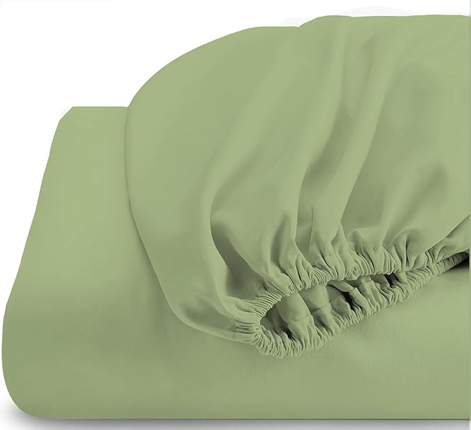 Top Split King Fitted Sheet Only for Adjustable beds, Split Down 34 inches from The Top, 600 Thread Count 100% Cotton Half Split Flex Head Fitted Sheet for Sleep Number Beds, Sage