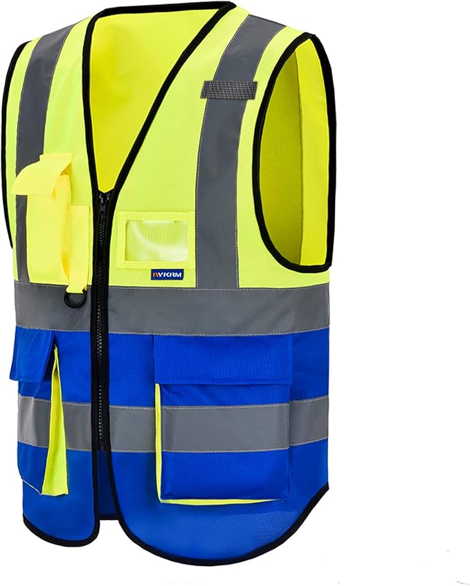 A-SAFETY yellow blue construction vest