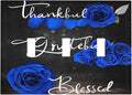 Light Switch Cover Blue Rose Thankful Grateful Blessed 3 Gang Wall Plate Triple Light Switch Plate Romantic Blue Floral Toggle Decorative Outlet Covers Electrical Switchplate for Home Decor